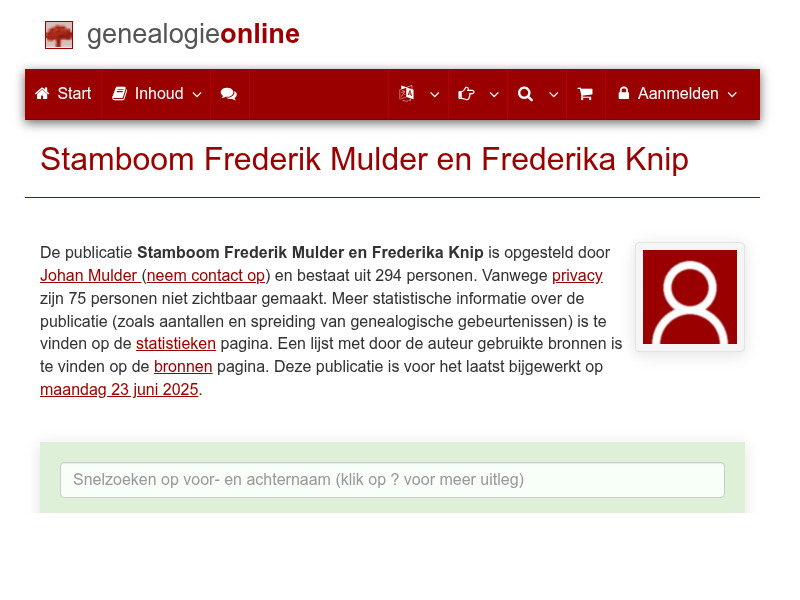 Screenshot van website