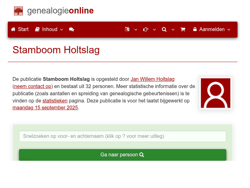 Screenshot van website