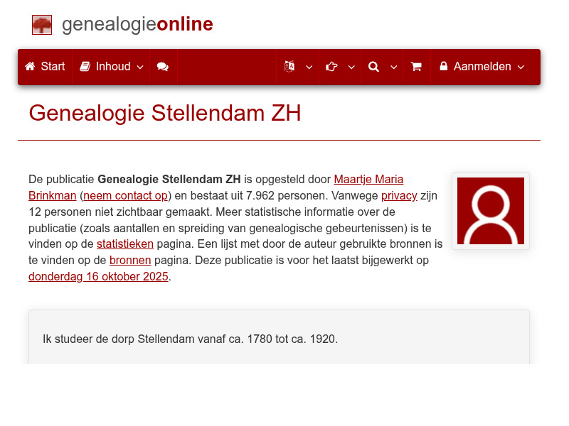Screenshot van website