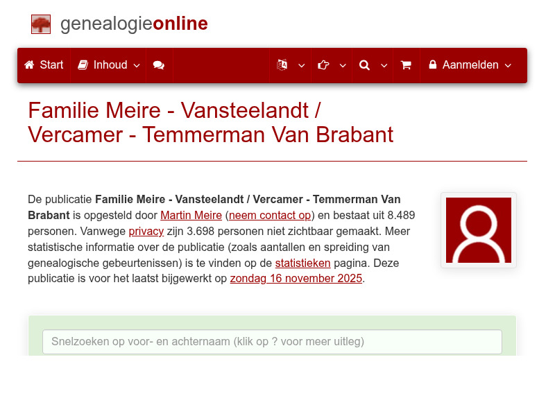 Screenshot van website