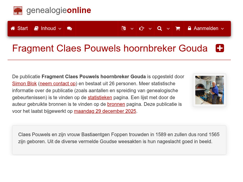 Screenshot van website