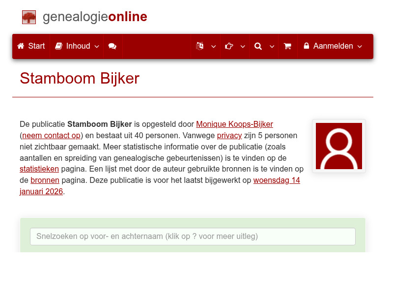 Screenshot van website