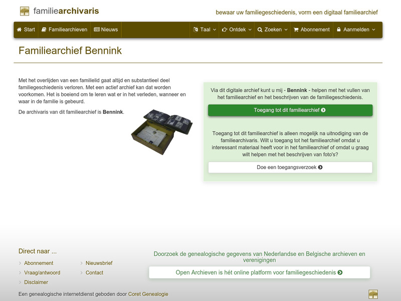 Screenshot van website