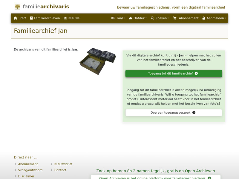 Screenshot van website
