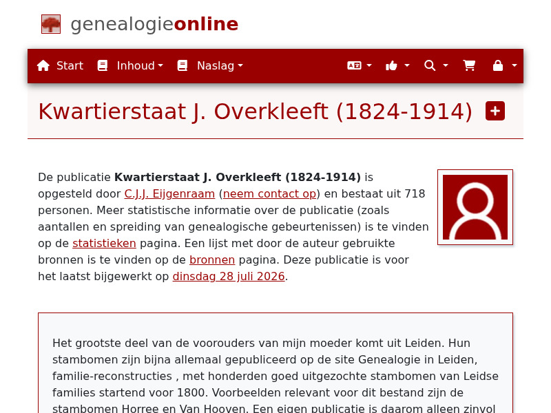 Screenshot van website