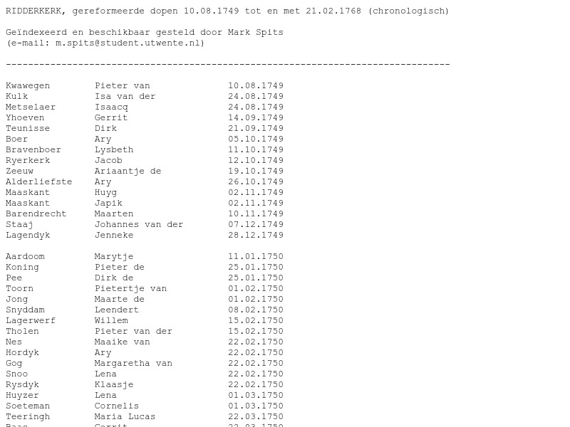 Screenshot van website