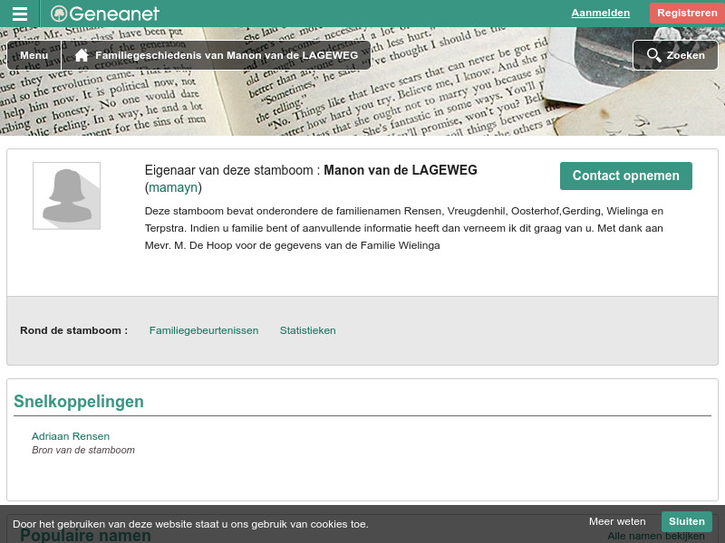 Screenshot van website