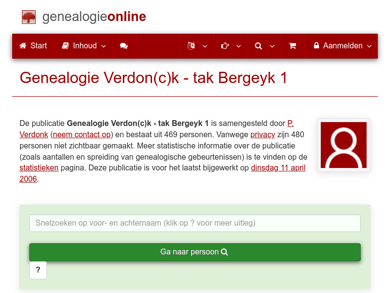 Screenshot van website