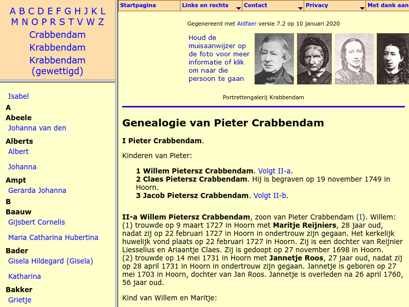 Screenshot van website
