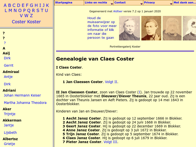 Screenshot van website