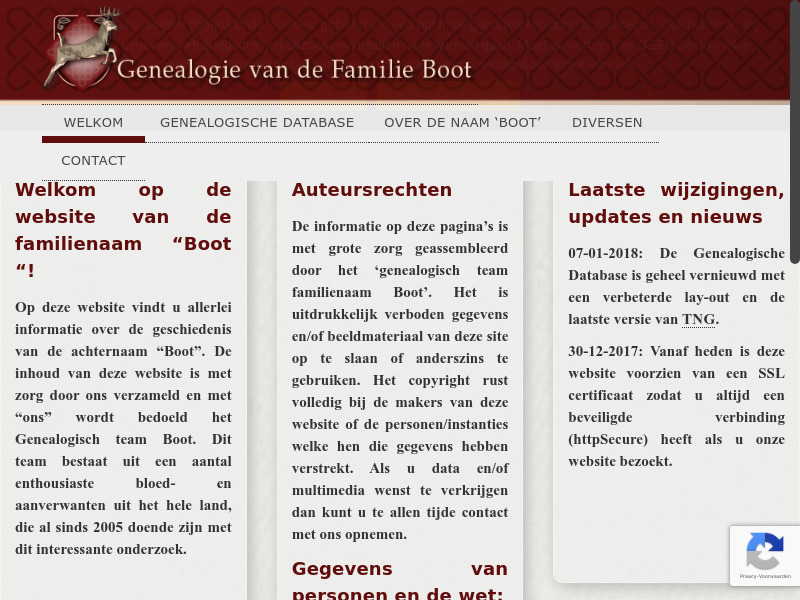 Screenshot van website