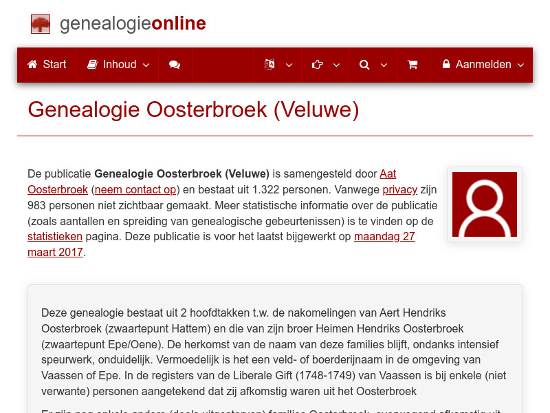 Screenshot van website
