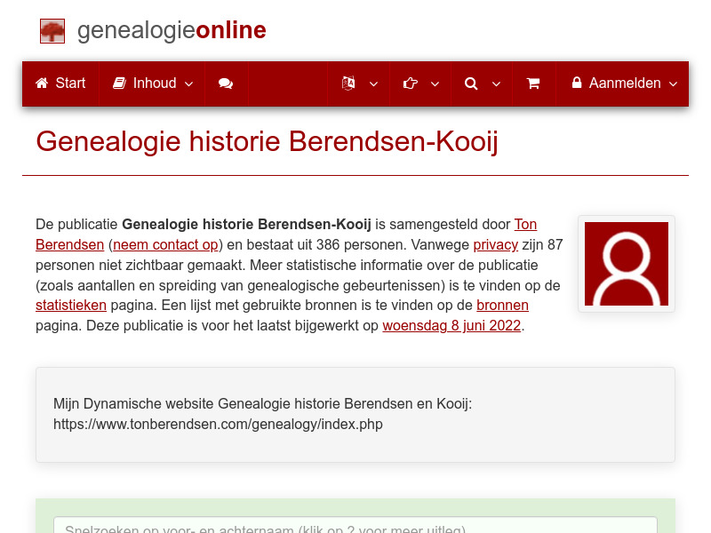 Screenshot van website
