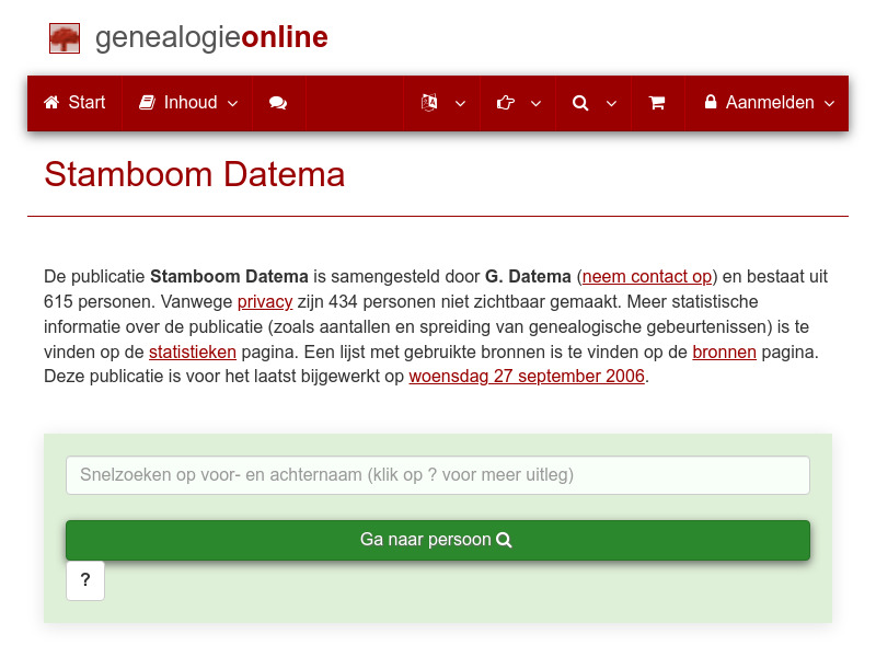 Screenshot van website