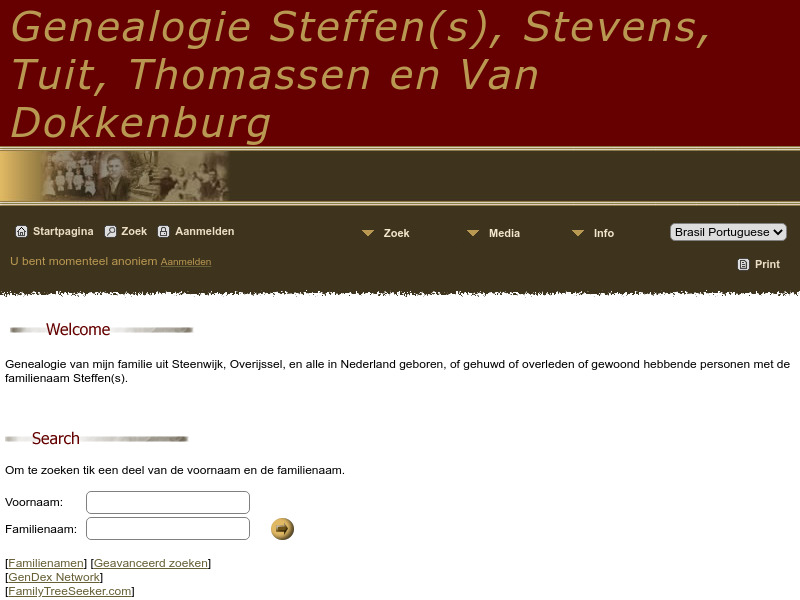Screenshot van website