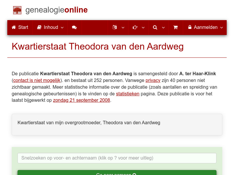 Screenshot van website