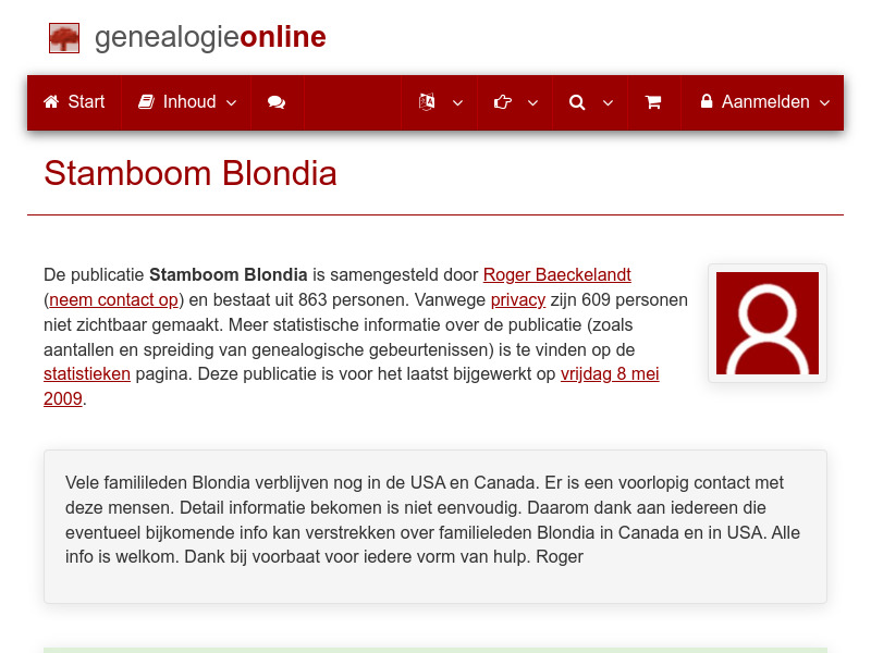 Screenshot van website