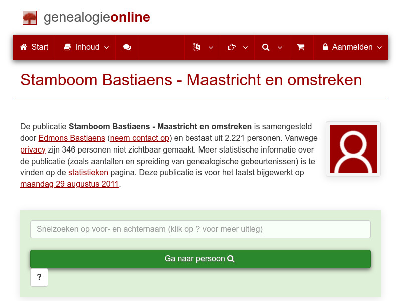 Screenshot van website