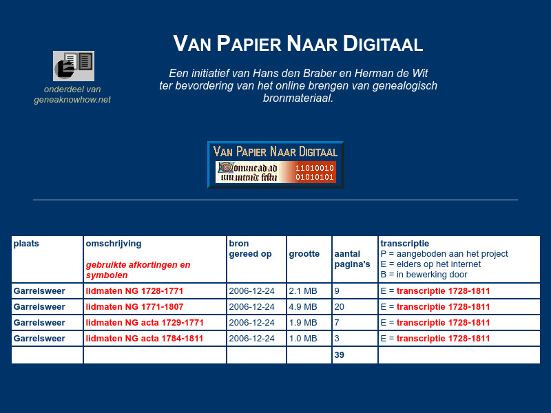 Screenshot van website