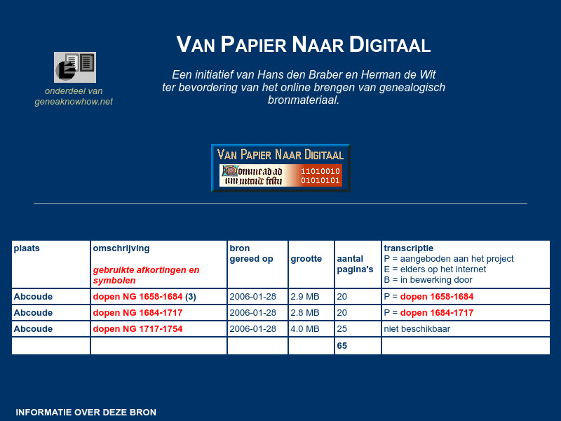 Screenshot van website