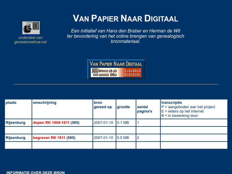 Screenshot van website