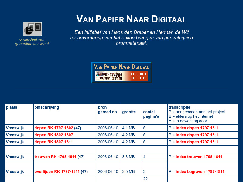 Screenshot van website