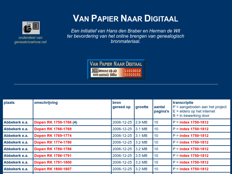 Screenshot van website