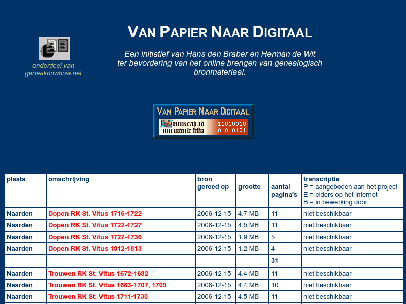 Screenshot van website