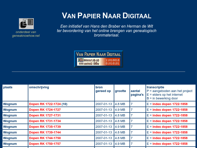 Screenshot van website