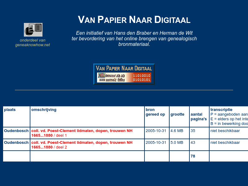 Screenshot van website