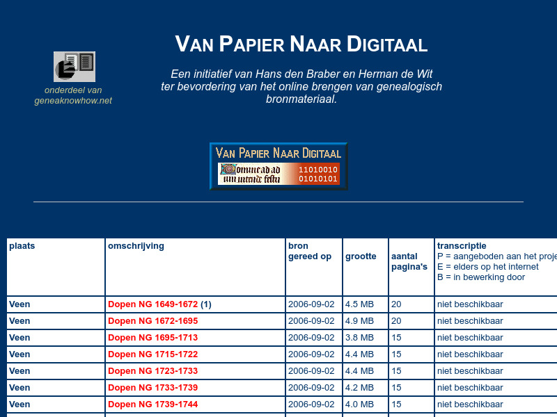 Screenshot van website