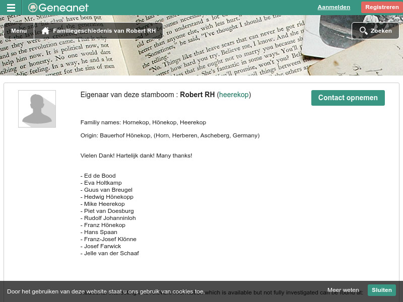 Screenshot van website