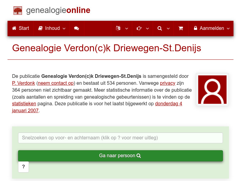 Screenshot van website