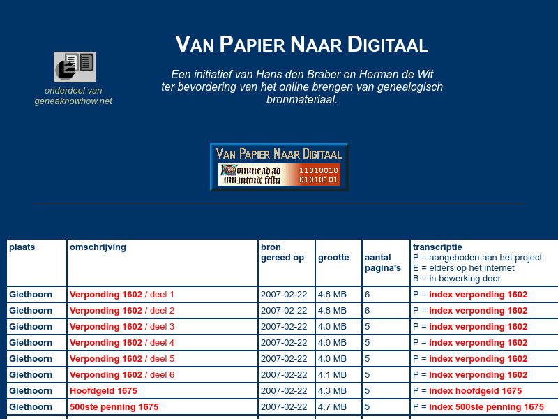 Screenshot van website
