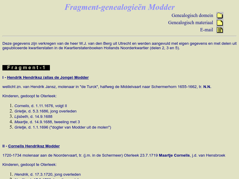 Screenshot van website