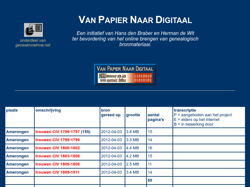Screenshot van website