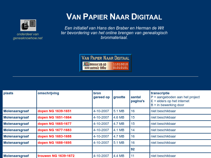 Screenshot van website