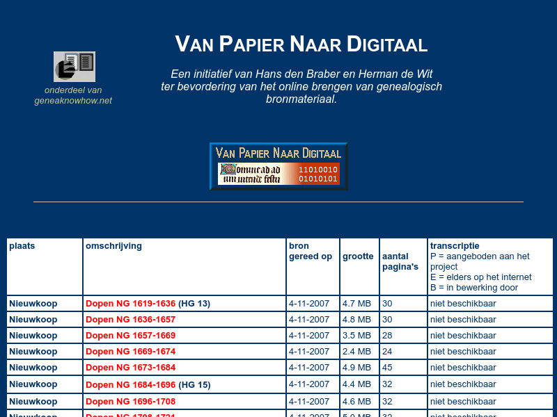 Screenshot van website