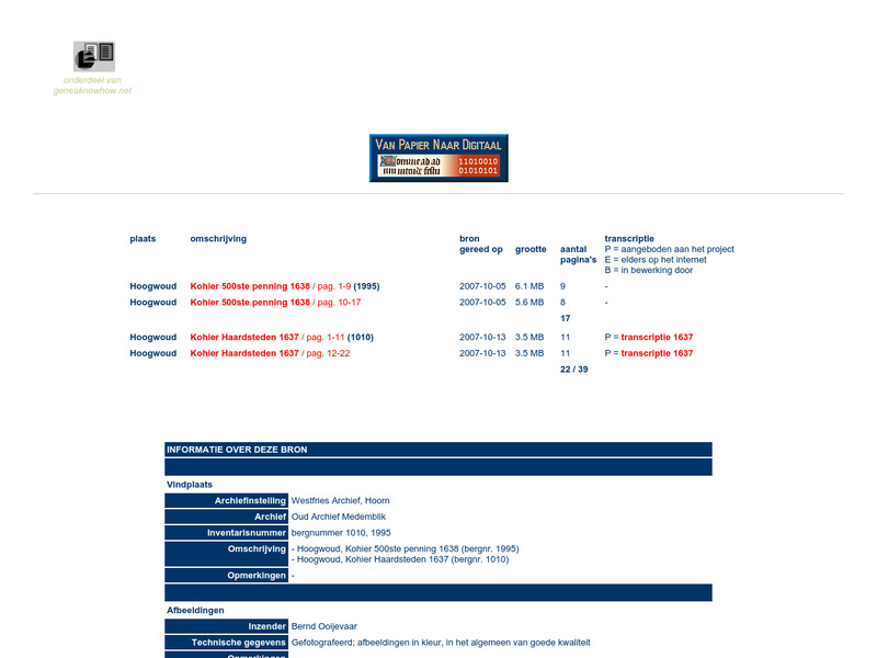 Screenshot van website