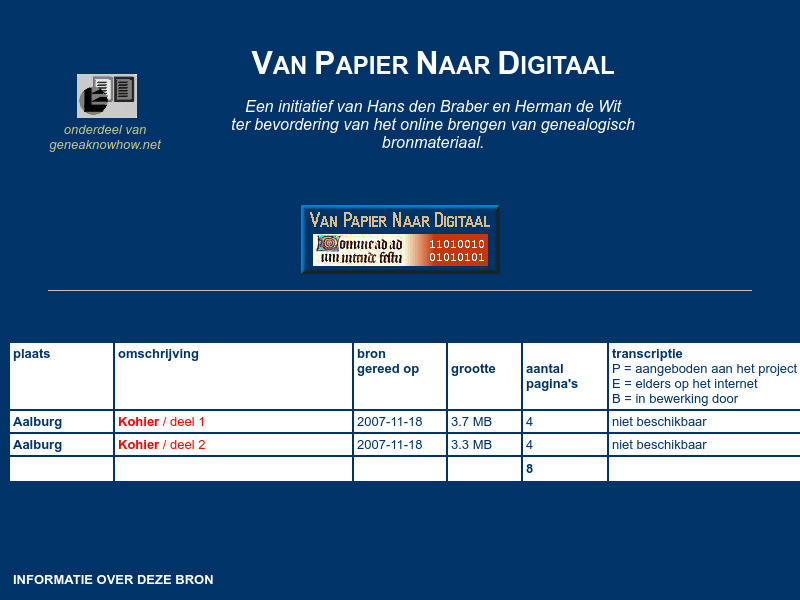 Screenshot van website