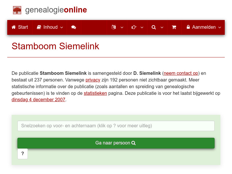 Screenshot van website