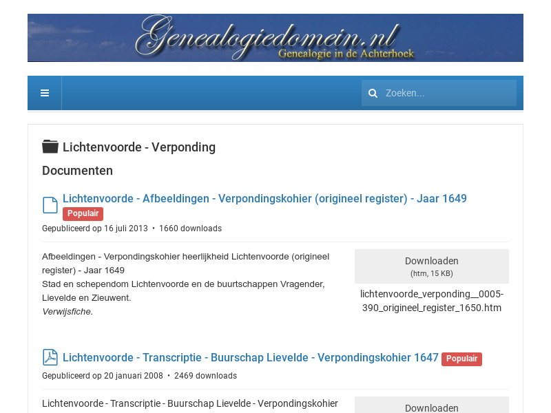 Screenshot van website