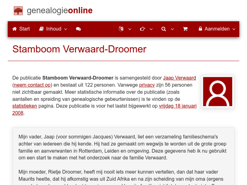 Screenshot van website