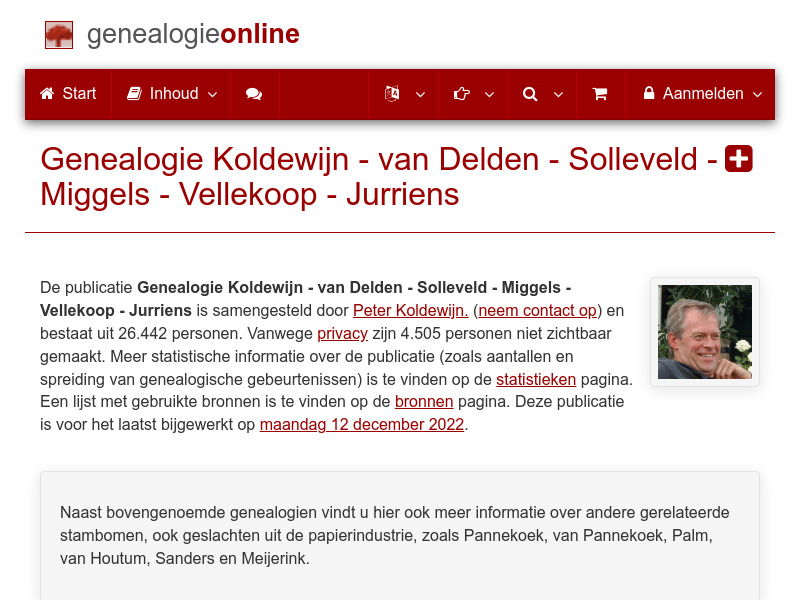 Screenshot van website