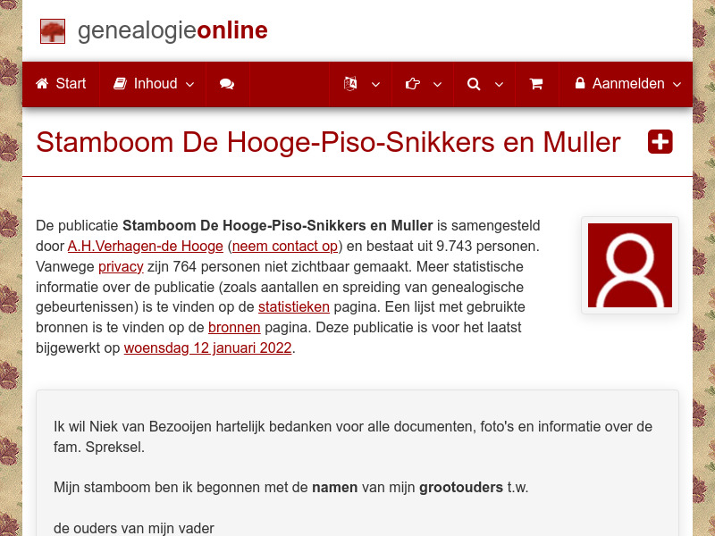 Screenshot van website