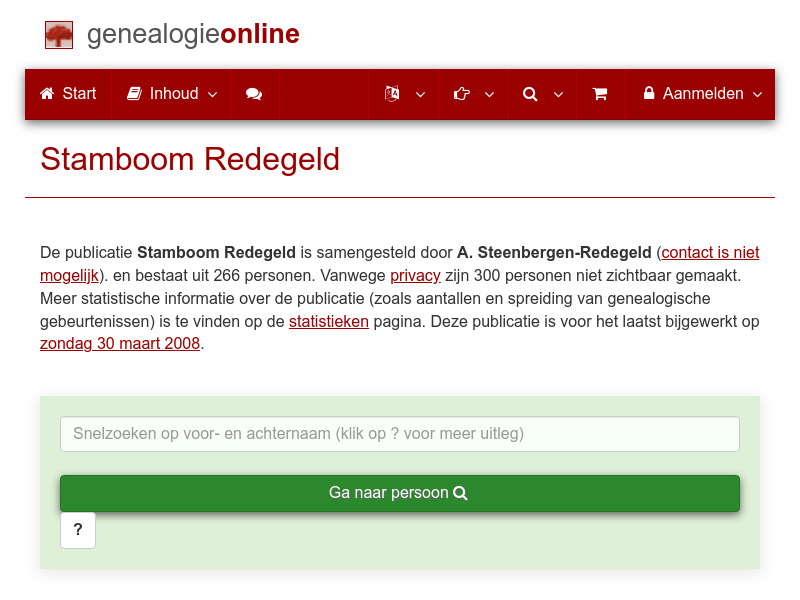 Screenshot van website
