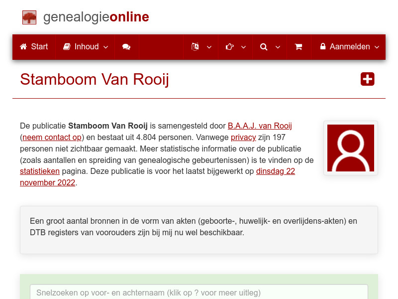 Screenshot van website