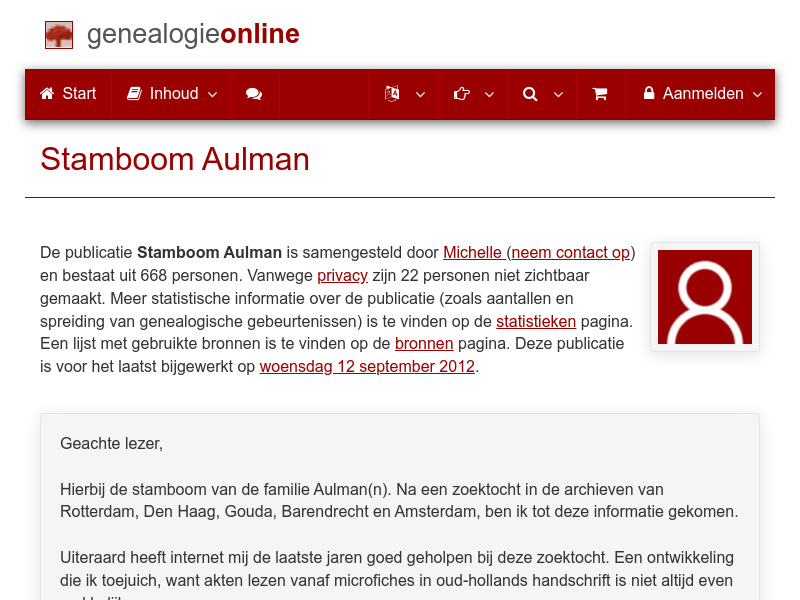 Screenshot van website