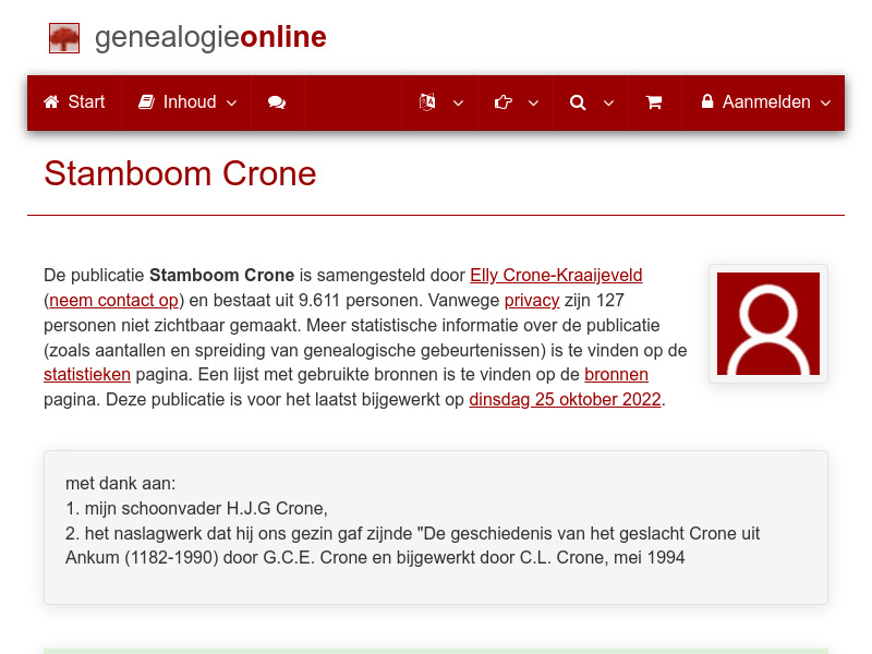 Screenshot van website