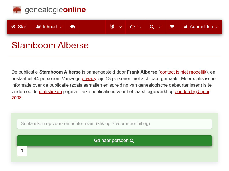 Screenshot van website